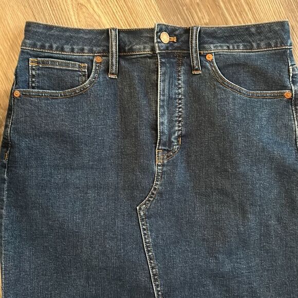 MADEWELL STRETCH DENIM PEGGED MINI SKIRT WITH RAW HEM SIZE 29 - Picture 4 of 8